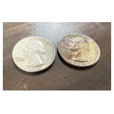 (2) 1964 Quarters 90% Silver