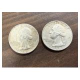 (2) 1964 Quarters 90% Silver