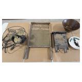 Vintage Maid-Rite Washboard, Bowl, Vintage Fan,