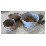 2 Galvanized Buckets, Galvanized Container, 1