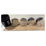 4 Face Shields, 1 Bucket