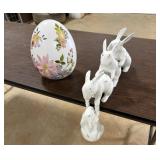 Decorative Egg, Metal Bunny Decor Piece