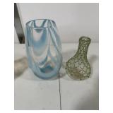 Swirl Art Glass Vase, Clear Glass Vase w/