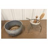 Enamelware Pot, Flour Sifter