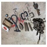 Hand Drill, Window Weights, C-Clamps, Sickle Bar