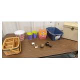 4 Tin Pales, Plastic Baskets, 1 Basket,