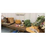 Baskets, Artificial Plants, Painted Saw,