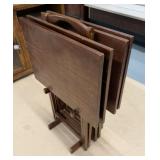 Wooden TV Tray Stand w/ 4 TV Trays