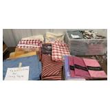 Various Sized Tablecloths, 3 Storage Totes w/ Lids