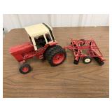 Vintage Tractor w/ Cab w/ Disc Harrow