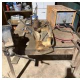 Metal Welding Table, 2 Vises, Grease Can, Torch