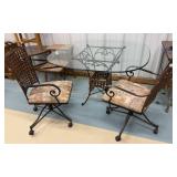 Iron & Glass Table w/ 2 Chairs