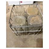 Wire Crate, (4) 1 Gallon Milk Bottles