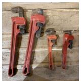 4 Various Sized Pipe Wrenches