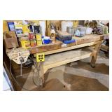 Wooden Workbench on Casters