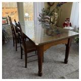 Beautiful Wood w/ Glass Top Dining Table,