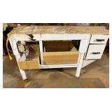 Wooden Shop Made Workbench on Casters