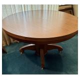 Round Table on Wheels w/ 2 Leaves