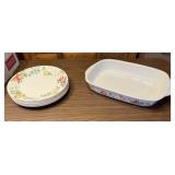 8+/- Corelle Plates, 1 Corelle Casserole Dish