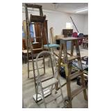 2 Wooden Ladders, Dolly/Step Stool