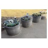 4 Large Flower Pots w/ Artificial Flowers, Solar
