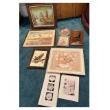 5 Framed Pictures, 2 Mirrors,