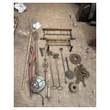 Water pump handle, pitchfork, misc.