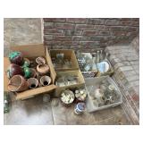 Jars, jugs, clay tops, misc.