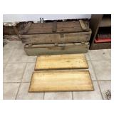 2 wood ammo crates, 2 butcher blocks