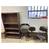 Chairs, bookshelf