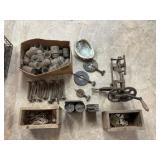 Apple peeler, old batteries, stove