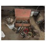 Metal box, misc. fittings and hardware