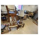 Chairs, lamps wooden desk and table, misc. tile