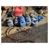 Gas cans, hand pump