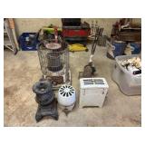 Heaters, fire place tools, misc.