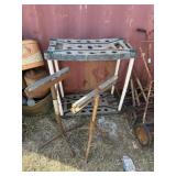 Lawn tool organizer, roller stands