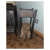 Wood stack holder for fireplace w fireplace tools