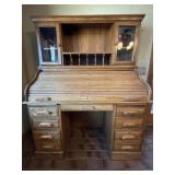 Wood traditional roll-top style Secretary Desk