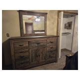 Wooden dresser with mirror