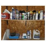 Assorted spry paints, aerosols and paint thinner