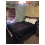 Full-size wood bed frame-free mattress & boxspring