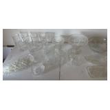 Various Sizes of Glasses, Cruet, Serving Platter,