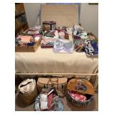 Large Lot of Fabric Scraps, Yarn, Crafting