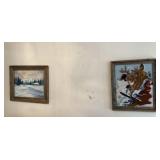 2 Rustic Wood Framed Wall Art Pieces