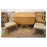 Drop Leaf Dining Table, 3 Leaves, 4 Dining Chairs
