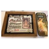 Coca-Cola Framed Mirror, Coca-Cola Tray