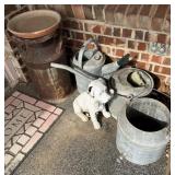 Milk Can, 2 Galvanized Pitchers, Galvanized W