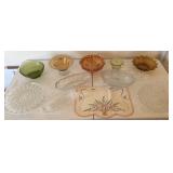 2 Serving Plates, 3 Relish Trays, Vase,