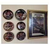 7+/- Racing Collectible Plates, 1 Racing Tin,