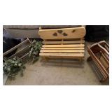 Decorative Wooden Bench, Newspaper Holder,
